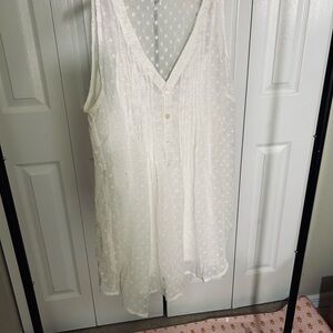 Motherhood Maternity White Swiss Dot Sleeveless Tunic